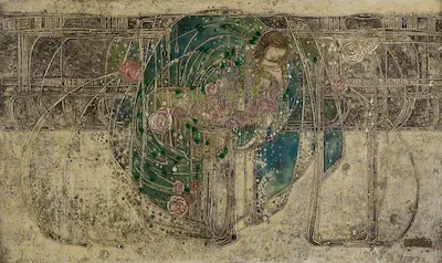 Panel de la tetería willow tea room. Poema Dante Rossetti