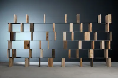 Vaselli - Sider Book (Estantería combinada con madera, cemento y metal)