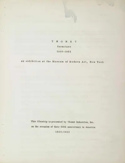 Escrito del MoMa sobre la exposición con la sillas de Thonet.