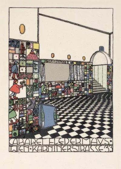 Boceto de Josef Hoffman del Cabaret Fledermaus